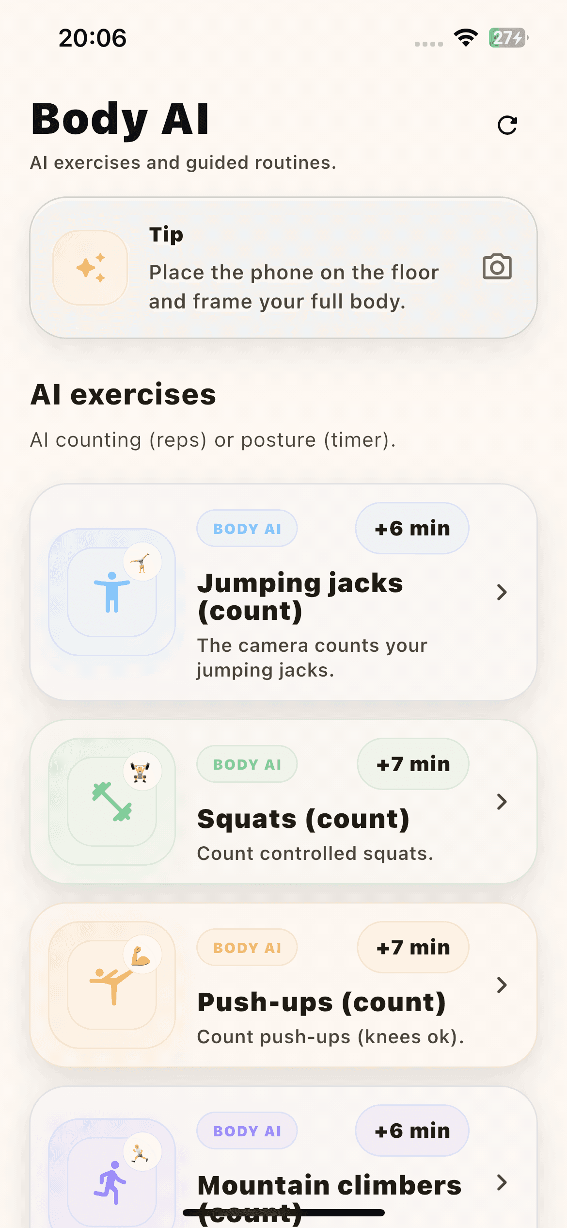 OnFocus body AI screen for guided movement verification